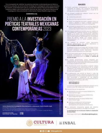 Convocatoria Premio a la investigación en Poéticas Teatrales mexicanas contemporáneas 2023