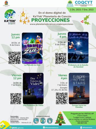 PROYECCIONES en Domo Digital (Cartelera Dic. y hasta 7 Enero)